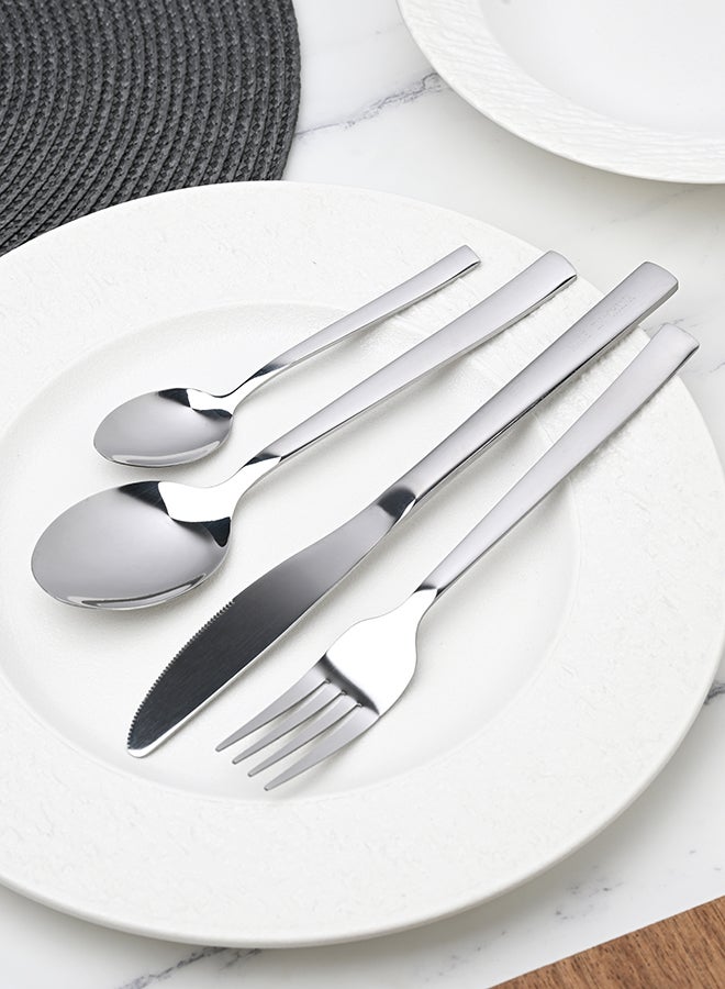 أولييرو طقم أدوات طعام متين وأنيق مكوّن من 24 قطعة لراحة استخدام ومائدة أنيقة – فضي - Image 2